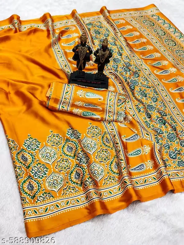 Semi_Pure_Gajji_Soft_Silk_Saree_With_Hand_Ajrakh_Designing