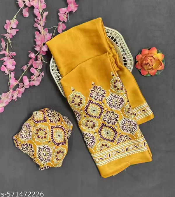 Semi_Pure_Gajji_Soft_Silk_Saree_With_Hand_Ajrakh_Designing