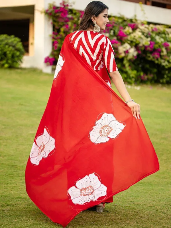 pure_japan_silk_red__flower_Ajrakh_Silk_Saree