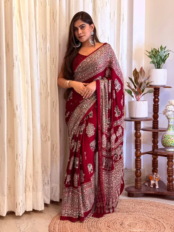 Premium_Soft_Silk_Gajji_Bandhej_Saree_with_Mirror_Work_&_Ajrakh_Print
