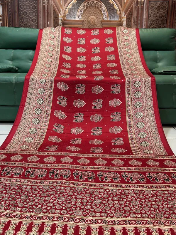 Premium_Soft_Silk_Gajji_Bandhej_Saree_with_Mirror_Work_&_Ajrakh_Print