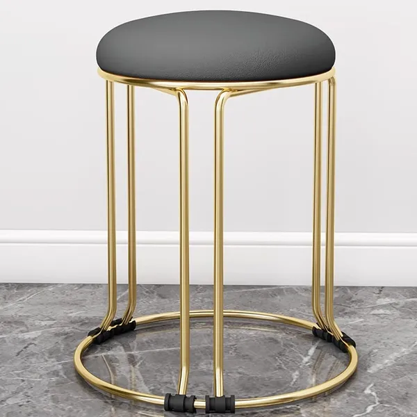 Set_of_2_Gold_&_Black_Stackable_Ottoman_Stools_With_Cushion_Top_|_Space_Saving_&_Comfortable_Home_Furniture_|_35L_x_35W_x_46H_Cm