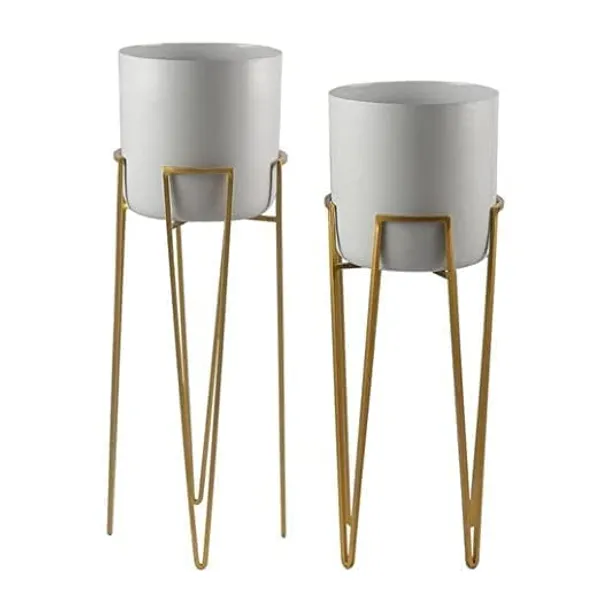 Gold_And_White_Set_Of_2_Decorative_Metal_Floor_Plant_Stand_With_Planter_For_Indoor_And_Outdoor_Garden_70_x_25_x_25_Centimeters
