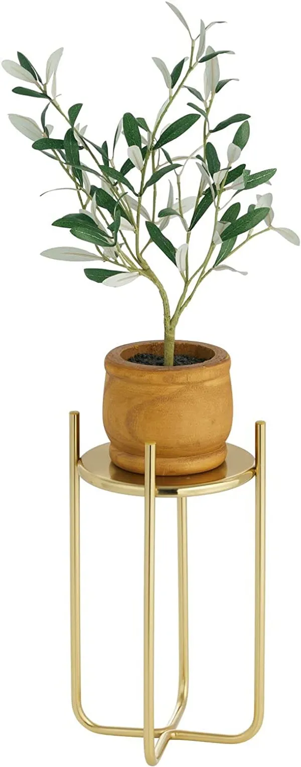 Soft_Brass_Metal_Steel_Modern_12_Inch_Medium_Plant_Stand,_Planter_Holder,_With_Decorative_Crisscross_Design_For_Table,_Floor;_Holds_Indoor/Outdoor_Plants,_Flower_Pot_Stand__17_x_17_x_30_Centimeters