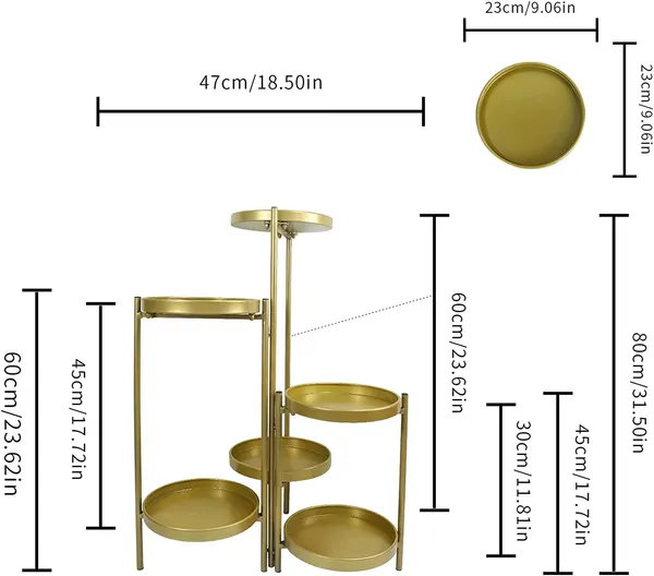 Gold_Tiered_Metal_Plant_Stand,_Gold_Multiple_Flower_Pot_Holder_Shelves_Planter_Rack,_Storage_Organizer_Display_For_Indoor_Outdoor_Garden_Balcony(Not_Include_Plants)__25_x_25_x_70_Centimeters
