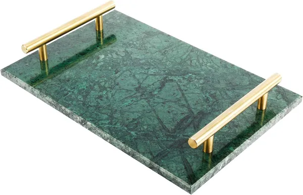 Green_Handmade_Marble_Stone_Decorative_Tray_With_Gold-Coloured_Metal_Handles,_Ideal_For_Counter,_Vanity,_Dresser,_Nightstand_And_Desk_30L_x_20W_x_4H_Centimeters