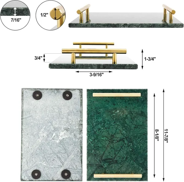 Green_Handmade_Marble_Stone_Decorative_Tray_With_Gold-Coloured_Metal_Handles,_Ideal_For_Counter,_Vanity,_Dresser,_Nightstand_And_Desk_30L_x_20W_x_4H_Centimeters