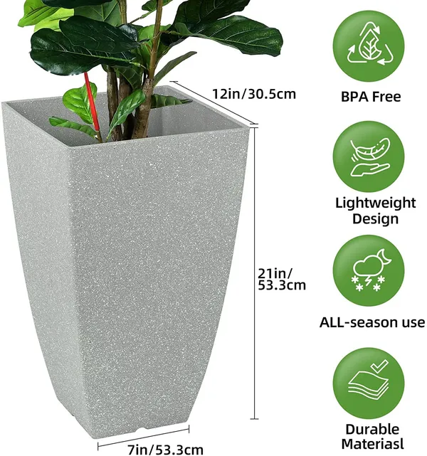 White_Texture_Tall_Metal_Planters_For_Outdoor_Plants_Set_Of_2,_Outdoor_Planters_For_Front_Porch_Balcony,_Galvanized_Iron_21_Inch_Large_Planters_For_Outdoor_Indoor_30L_x_30W_x_53H_Centimeters