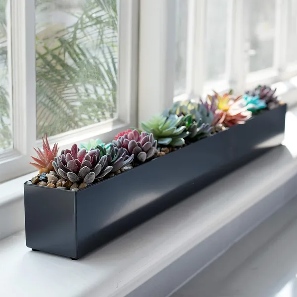 Grey_Modern_Narrow_Planter_Box_|_16"_Metal_Perfect_As_A_Succulent_Planter_For_Table_Or_Window_Sill_Planters_Indoor_|_Rectangular_Stainless_Steel_Long_Planter_40_x_8_x_9_Centimeters