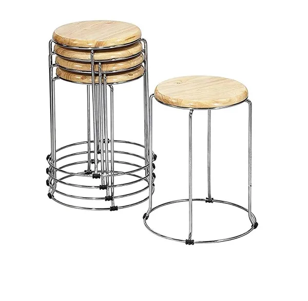 Silver_Versatile_Metal_Frame_Wooden_Stools_|_For_Home,_Kitchen,_And_Office_|_23L_x_23W_x_45H_Cm