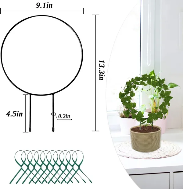Black__Metal_Plant_Trellis_Climbing_Plants_Iron_Vine_Stem_Support_Wire_Plants_Climbing_Holder_Rack_Potted_Plants_Flowers_Indoor_Garden_Decor_(2_Circles)_25.4_x_1.27_x_33.02_cm;_500_g