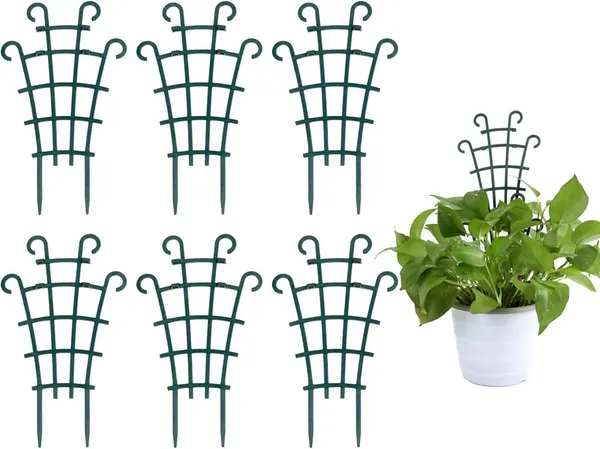 Multicolor_12_Pack_Trellis_For_Potted_Plants,_Garden_Trellis_For_Climbing_Plants_Plastic_Mini_Climbing_Plant_Trellis_Flower_Pots_Support_Stackable_Trellis_For_Climbing_Plants_15W_x_25H_Centimeters