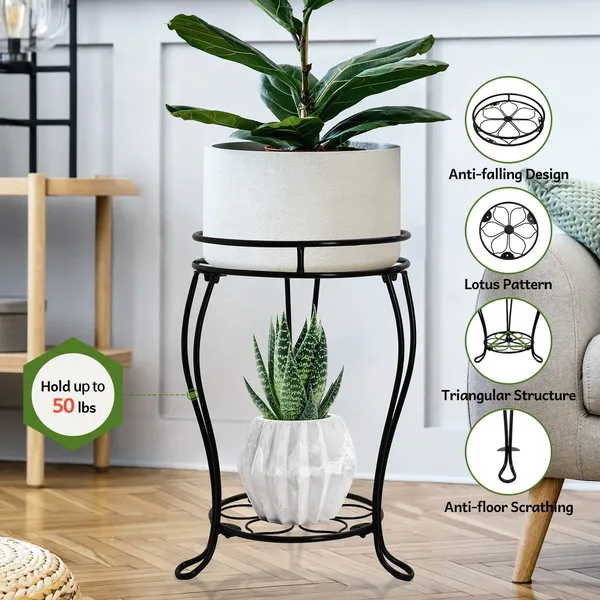 Black_Royal_Potted_Planter_Stand_Rust_Free_Stable_Sturdy_Wrought_Iron_Frame_Excellent_For_Indoor_Entry_Way)_Easy_(Lotus)____30_x_30_x_50_cm;_3_kg