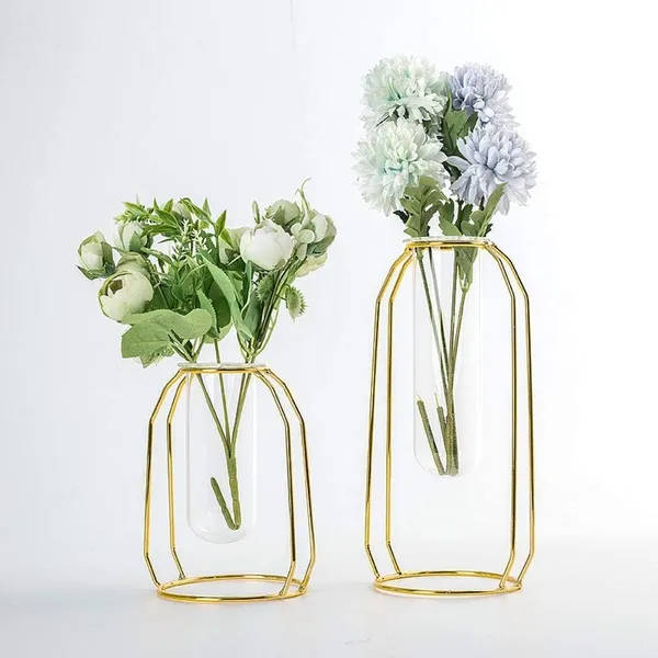 Gold_2_Pcs_Flower_Vases_With_Iron_Art_Frame_Geometric_Plant_Pot,_Centerpiece_Plant_Vase,_Plants_Tabletop_Display_Holder_For_Wedding_Indoor_Table__10L_x_10W_x_23H_Centimeters