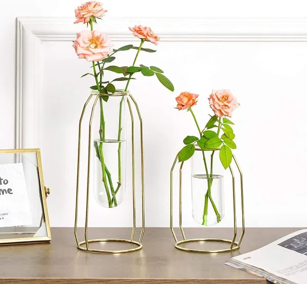 Gold_2_Pcs_Flower_Vases_With_Iron_Art_Frame_Geometric_Plant_Pot,_Centerpiece_Plant_Vase,_Plants_Tabletop_Display_Holder_For_Wedding_Indoor_Table__10L_x_10W_x_23H_Centimeters