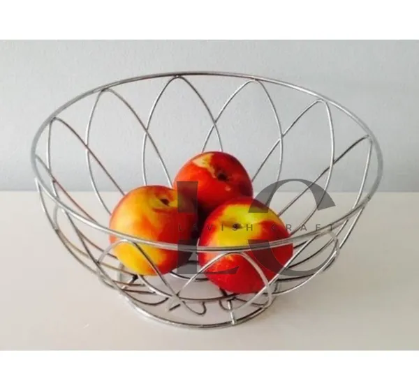 Silver_Fruit_Basket_Decorative_Fruit_Bowl_Wrought_Iron_Wire_Stand_For_Kitchen_Dining_Table,_Living_Drawing_Room_Rust_Free_Shiny_Finish_Stable_Frame,_Easy_Assemble_(Model_-11)____1Kg