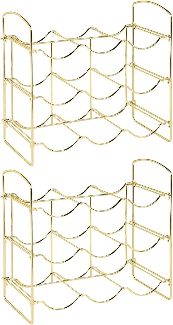 Gold_Metal_Water_Bottle_Rack_Storage_Organizer_For_Kitchen_Countertops,_Pantry,_Fridge_-_Stores_Wine,_Beer,_Pop/Soda_-_3_Levels,_Each_Holds_9_Bottles,_Free-Standing____36L_x_20W_x_36H_Centimeters