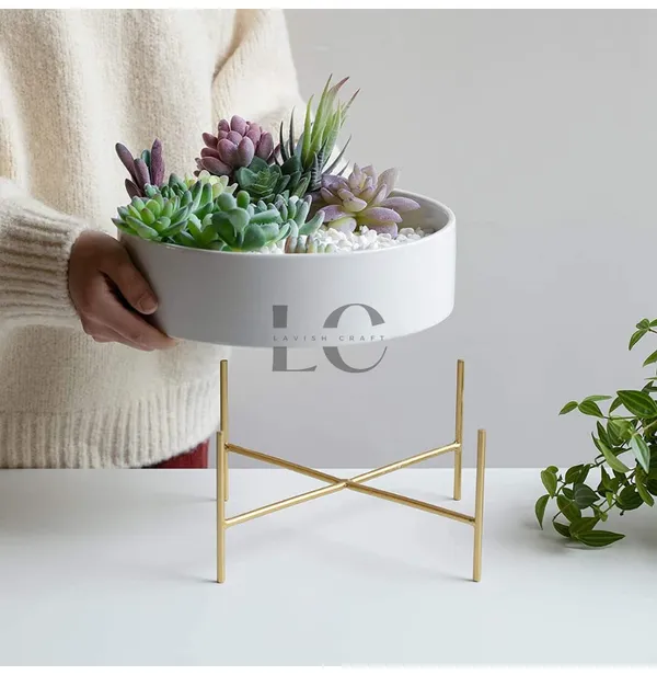 White_Table_Top_Mini_Plant_Stand_For_Artificial_Or_Natural_Iron_Plants_For_Indoor_Outdoor_Home_And_Garden_Decor