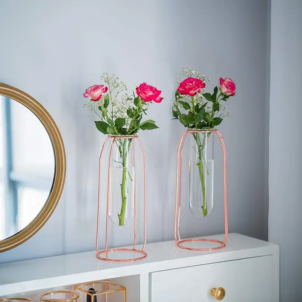 Rose_Gold_2_Pcs_Flower_Vases_With_Iron_Art_Frame_Geometric_Plant_Pot,_Centerpiece_Plant_Vase,_Plants_Tabletop_Display_Holder_For_Wedding_Indoor_Table_10L_x_10W_x_23H_Centimeters