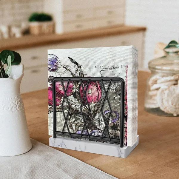 Black_Elegant_Marble_Standing_Napkin_Dispenser_For_Kitchen,_Dining_Room,_Cocktail,_Picnic,_Bar,_Metal_Tissue_Holder____7.5L_x_14.5W_x_12H_Centimeters
