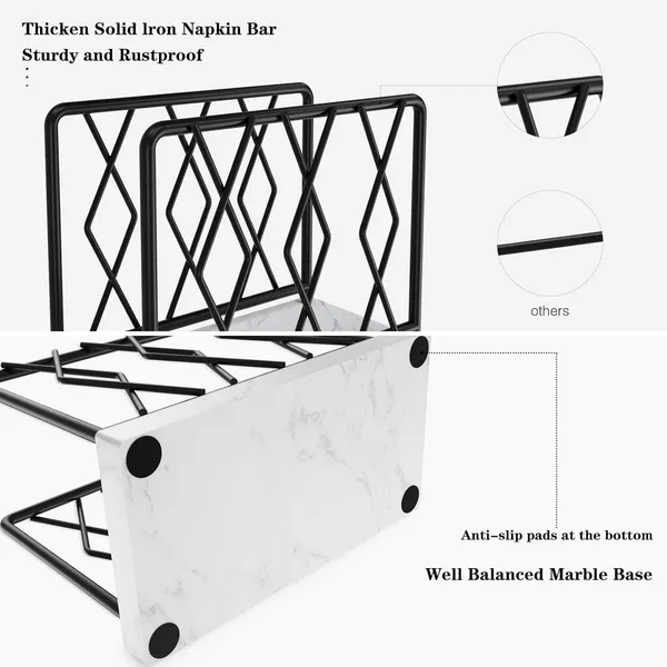 Black_Elegant_Marble_Standing_Napkin_Dispenser_For_Kitchen,_Dining_Room,_Cocktail,_Picnic,_Bar,_Metal_Tissue_Holder____7.5L_x_14.5W_x_12H_Centimeters