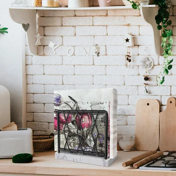Black_Elegant_Marble_Standing_Napkin_Dispenser_For_Kitchen,_Dining_Room,_Cocktail,_Picnic,_Bar,_Metal_Tissue_Holder____7.5L_x_14.5W_x_12H_Centimeters