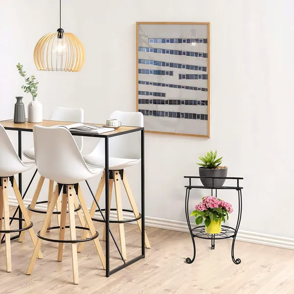 Black_Royal_Potted_Planter_Stand_Rust_Free_Stable_Sturdy_Wrought_Iron_(Garden/_Hall_Way/_Entry_Way)_Easy_(Lily)__30_x_30_x_50_Centimeters__30_x_30_x_50_cm;_3_kg