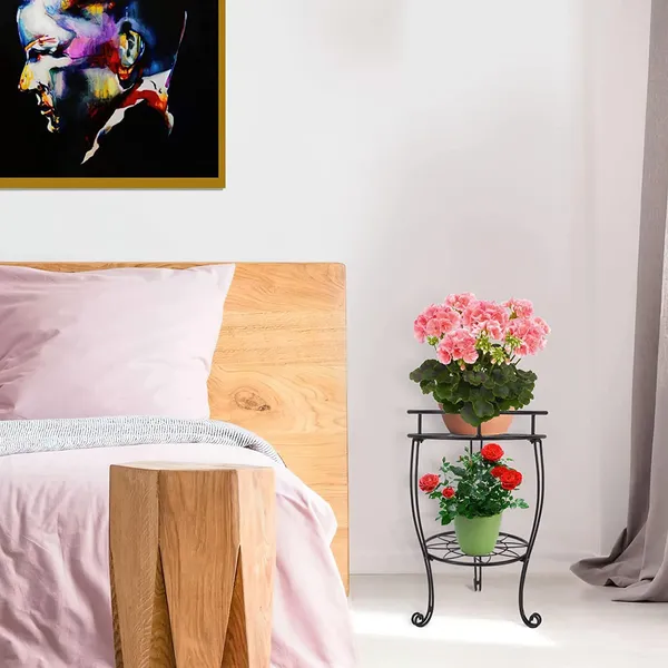 Black_Royal_Potted_Planter_Stand_Rust_Free_Stable_Sturdy_Wrought_Iron_(Garden/_Hall_Way/_Entry_Way)_Easy_(Lily)__30_x_30_x_50_Centimeters__30_x_30_x_50_cm;_3_kg