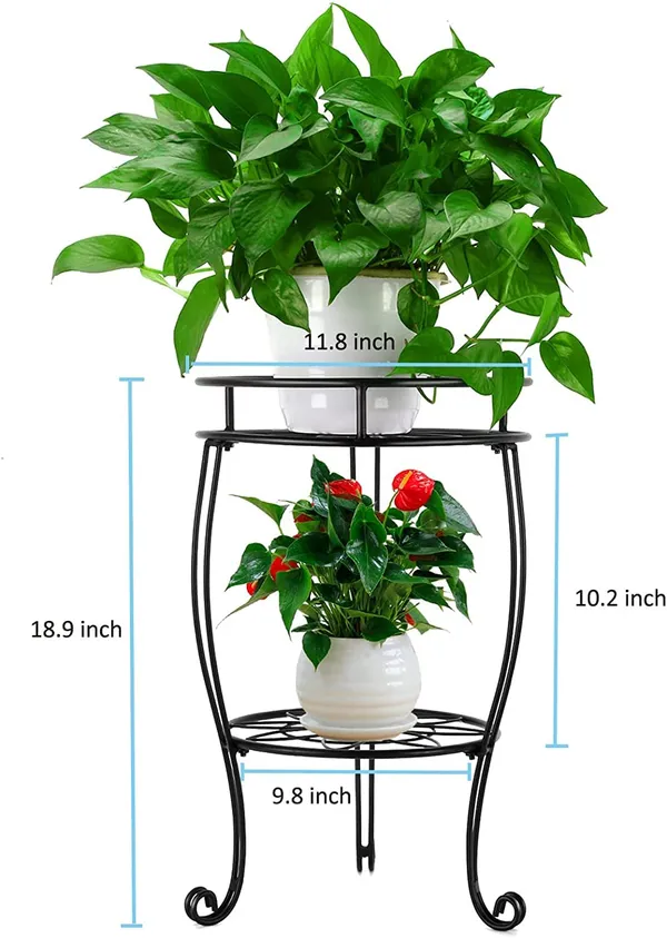 Black_Royal_Potted_Planter_Stand_Rust_Free_Stable_Sturdy_Wrought_Iron_(Garden/_Hall_Way/_Entry_Way)_Easy_(Lily)__30_x_30_x_50_Centimeters__30_x_30_x_50_cm;_3_kg