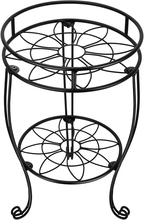 Black_Royal_Potted_Planter_Stand_Rust_Free_Stable_Sturdy_Wrought_Iron_(Garden/_Hall_Way/_Entry_Way)_Easy_(Lily)__30_x_30_x_50_Centimeters__30_x_30_x_50_cm;_3_kg