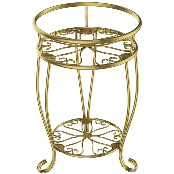Gold_Veakoo_Metal_Plant_Stand_Indoor_Outdoor,2_Tier_Tall_Flower_Pot_Shelf_Planter_Holder_Pedestal_Round_Sheves_,_19.37_Inch_30_x_30_x_49.2_Centimeters