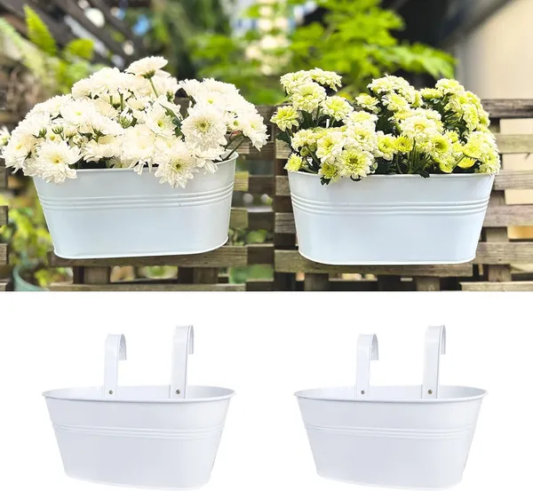 Multicolor_Rail_Planter_Outdoor_Metal_Iron_Hanging_Flower_Pots_Deck_Railings_Fence_Buckets_Modern_Countryside_Boho_Style_White_Wall_Mount_Window_Box_Plant_Decor_(2Set)_25_x_11_x_13_Centimeters