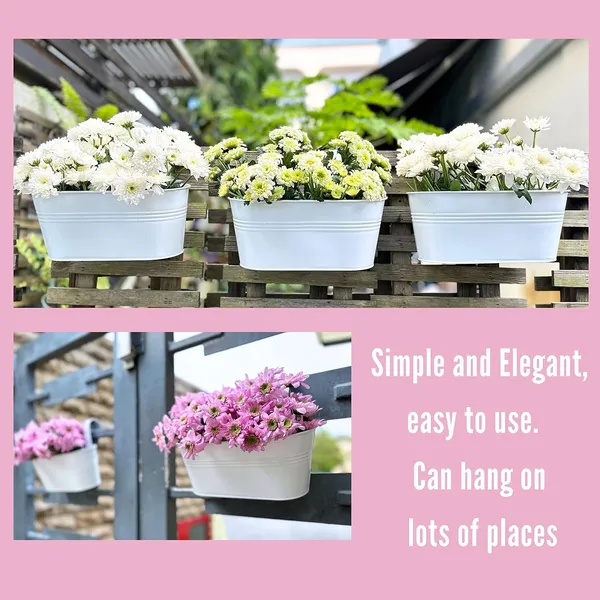 Multicolor_Rail_Planter_Outdoor_Metal_Iron_Hanging_Flower_Pots_Deck_Railings_Fence_Buckets_Modern_Countryside_Boho_Style_White_Wall_Mount_Window_Box_Plant_Decor_(2Set)_25_x_11_x_13_Centimeters