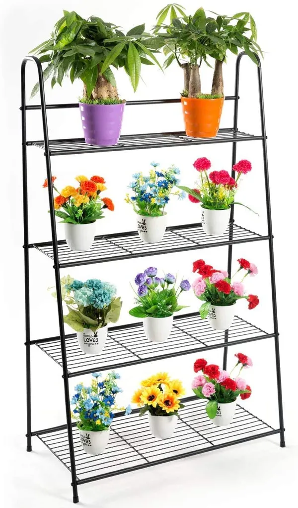 Black_Metal_Plant_Stand,_Ladder-Shaped_Storage_Rack_Stand_Shelf,_Shoe_Organizer,_Utility_Storage_For_Indoor_Outdoor_Use_(4_Tier)__70_x_25_x_25_Centimeters