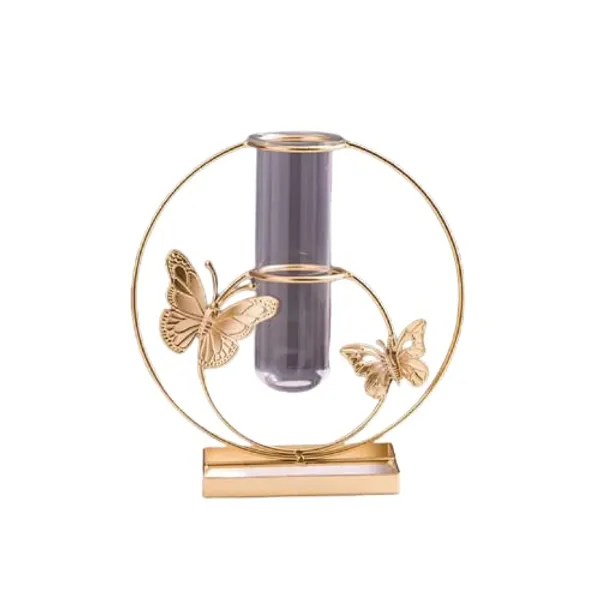 Multicolor_2_Pcs_Gold_Geometric_Vase,_Centerpieces_Vases_For_Decor,_Wire_Vase_Glass_Test_Tube,_Hydroponic_Vase,_Silhouette_Vase,_Modern_Vases,_Butterfly_Vase_19.L_x_7.3W_x_20.8H_Centimeters