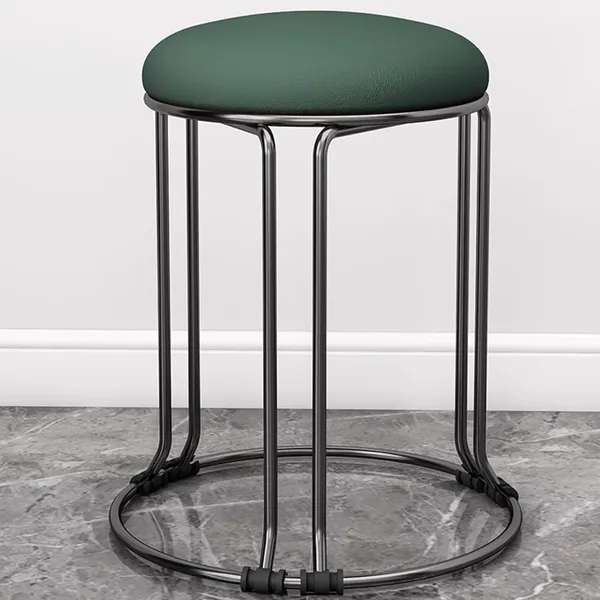 Set_of_2_Silver_&_Green_Stackable_Ottoman_Stools_With_Cushion_Top_|_Space_Saving_&_Comfortable_Home_Furniture_|_35L_x_35W_x_46H_Cm