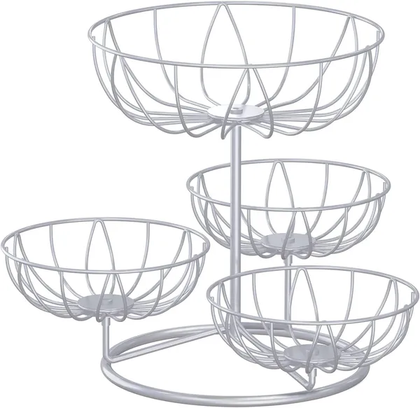 Silver_Metal_4_Tier_Fruit_Bowl_For_Kitchen_Counter_Top,_Modern_Wire_Fruit_Basket_Storage_Stand,_Vegetable_Bread_Snack_Hold_For_Dining_Table_Rust_Free,_Decorative_45W_x_30H_Centimeters