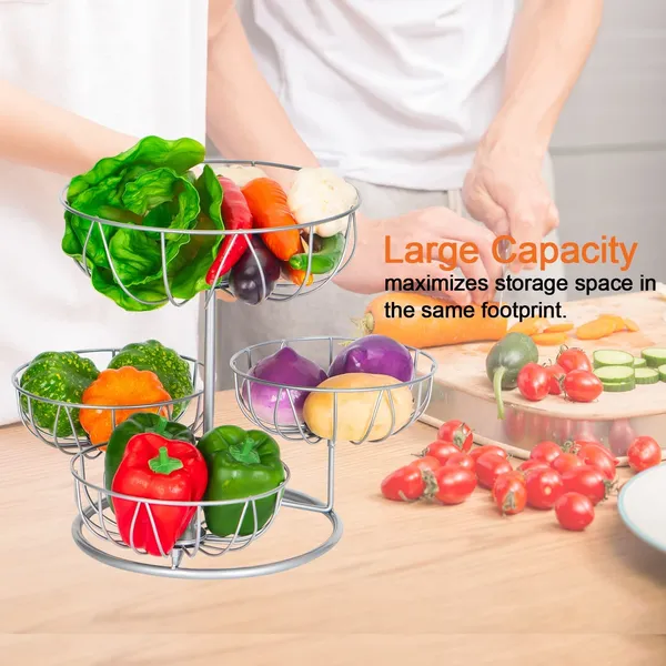 Silver_Metal_4_Tier_Fruit_Bowl_For_Kitchen_Counter_Top,_Modern_Wire_Fruit_Basket_Storage_Stand,_Vegetable_Bread_Snack_Hold_For_Dining_Table_Rust_Free,_Decorative_45W_x_30H_Centimeters