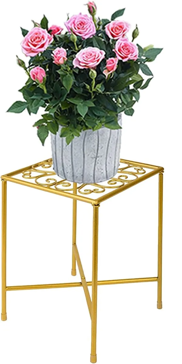 Gold_Indoor_Outdoor_Plant_Stand_Midcentury_Modern_Flower_Pot_Stands_Waterproof_Rustproof_Garden_Container_Supports_Square_Iron_Display_Rack_For_Planter_20.3_x_20.3_x_27.9_Centimeters