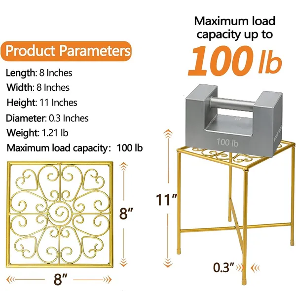 Gold_Indoor_Outdoor_Plant_Stand_Midcentury_Modern_Flower_Pot_Stands_Waterproof_Rustproof_Garden_Container_Supports_Square_Iron_Display_Rack_For_Planter_20.3_x_20.3_x_27.9_Centimeters
