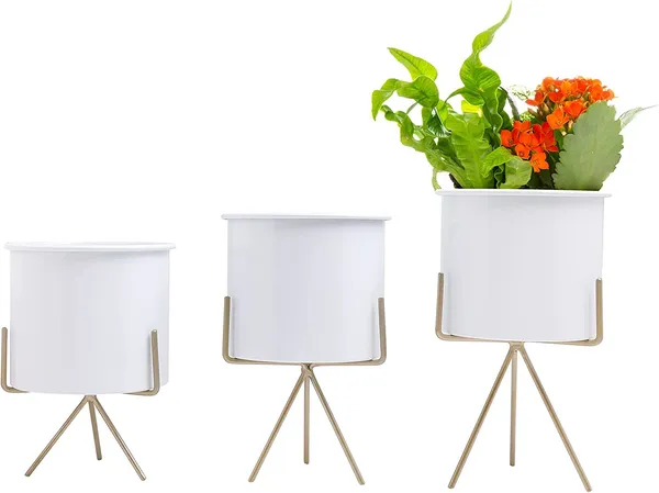 White_&_Gold_Planters_For_Indoor_Planters_Indoor_Plant_Stands_With_Pots_(White/Gold_(Short_Stands)_Set_Of_3)_25_x_25_x_30_Centimeters