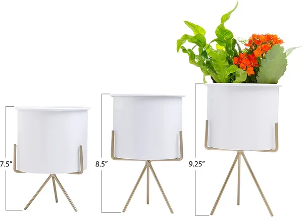 White_&_Gold_Planters_For_Indoor_Planters_Indoor_Plant_Stands_With_Pots_(White/Gold_(Short_Stands)_Set_Of_3)_25_x_25_x_30_Centimeters