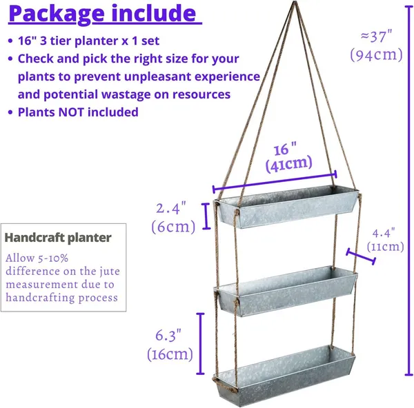 Silver_Wall_Planters_-_16_Inch_3-Tier_Galvanized_Wall-Mounted_Succulent_Planters_For_Indoor_Plants,_Boho_Metal_Window_Herb_Garden,_Rectangle_Hanging_Vertical_Shelf_11_x_6_x_16_Centimeters