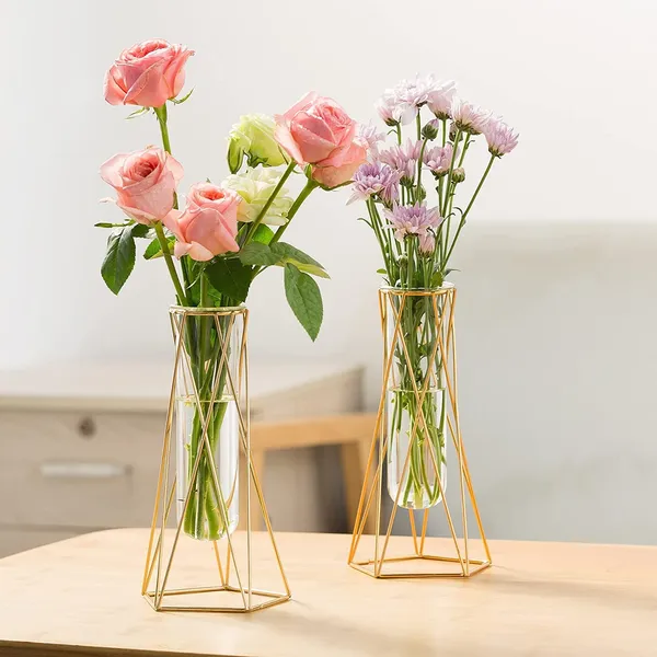 Multicolor_Flower_Vase_For_Centerpieces_Gold_Geometric_Vase_Air_Plant_Stand,_Hydroponic_Plant_Flower_Vase_Glass_Test_Tube,_Modern_Decor(2_Pcs,_Medium)_10L_x_10W_x_22H_Centimeters