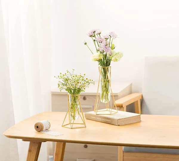 Multicolor_Flower_Vase_For_Centerpieces_Gold_Geometric_Vase_Air_Plant_Stand,_Hydroponic_Plant_Flower_Vase_Glass_Test_Tube,_Modern_Decor(2_Pcs,_Medium)_10L_x_10W_x_22H_Centimeters