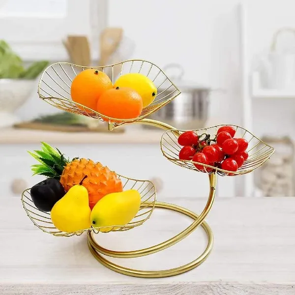 Gold_Spiral_Stem_Fruit_Basket_Stand_Iron_Metal_Wire_Sturdy_Stable_Frame_Rustfree_Finishing_Kitchen_Home_Fruit_Holder_Easy_Assembly_Living_Dining_Room_Kitchen_Multi_Purpose___48W_x_34H_Centimeters