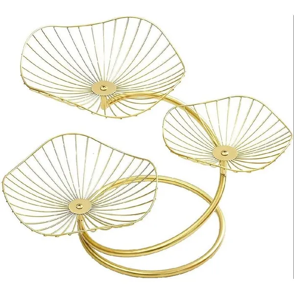 Gold_Spiral_Stem_Fruit_Basket_Stand_Iron_Metal_Wire_Sturdy_Stable_Frame_Rustfree_Finishing_Kitchen_Home_Fruit_Holder_Easy_Assembly_Living_Dining_Room_Kitchen_Multi_Purpose___48W_x_34H_Centimeters