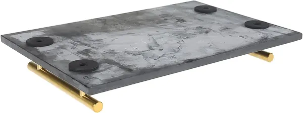 Multicolour_Handmade_Marble_Stone_Decorative_Tray_With_Gold-Coloured_Metal_Handles,_Ideal_For_Counter,_Vanity,_Dresser,_Nightstand_And_Desk____30L_x_20W_x_4H_Centimeters