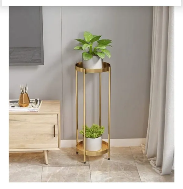 Gold_Iron_Metal_Tall_Plant_Stand_Indoor_Out_Door_Home_And_Garden_Decor_Lawn_And_Garden_Patio_Terrace_Plant_Stand_30_x_30_x_70_Centimeters