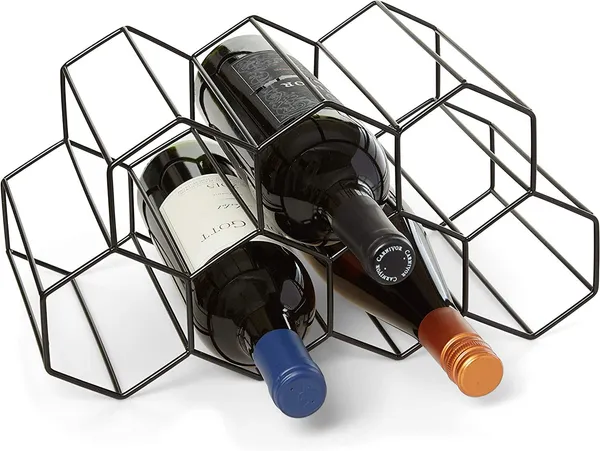 Black_Countertop_Wine_Rack_Bottle_Wine_Holder_For_Red_White_Wine_Storage_Freestanding_Metal_Wine_Rack_Small_Tabletop_Wine_Rack_Modern_Wine_Bottle_Holder_(M11)____10L_x_25W_x_25H_Centimeters